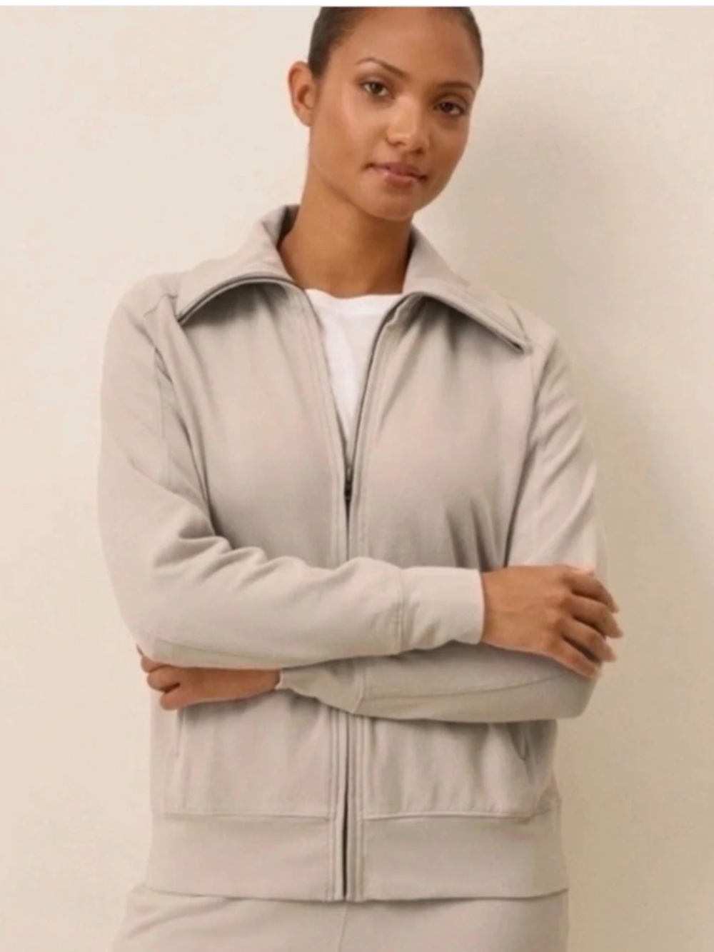 Pact Stretch Organic Cotton Cloudknit Zip-Front Jacket Large